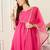 Pink self design a-line kurta trouserswith dupatta set