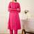 Pink self design a-line kurta trouserswith dupatta set