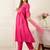 Pink self design a-line kurta trouserswith dupatta set