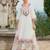 White embroidered a-line kurta trousers with dupatta set
