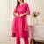 Pink self design a-line kurta trouserswith dupatta set