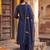 Blue embroidered straight kurta trousers with dupatta set