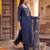 Blue embroidered straight kurta trousers with dupatta set