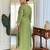 Green embroidered straight kurta trousers with dupatta set