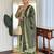 Green embroidered straight kurta trousers with dupatta set