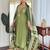 Green embroidered straight kurta trousers with dupatta set