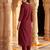 Maroon embroidered straight kurta trousers with dupatta set