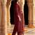 Maroon embroidered straight kurta trousers with dupatta set