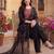 Black embroidered straight kurta trousers with dupatta set
