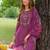 Purple embroidered a-line kurta trousers with dupatta set