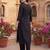 Black embroidered straight kurta trousers with dupatta set