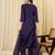Purple embroidered straight kurta trousers with dupatta set