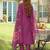 Purple embroidered a-line kurta trousers with dupatta set