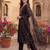 Black embroidered straight kurta trousers with dupatta set
