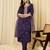 Purple embroidered straight kurta trousers with dupatta set