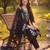 Black embroidered straight kurta trousers with dupatta set