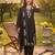 Black embroidered straight kurta trousers with dupatta set