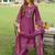 Purple embroidered a-line kurta trousers with dupatta set