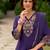 Purple embroidered straight kurta trousers with dupatta set