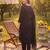 Black embroidered straight kurta trousers with dupatta set