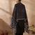 Black solid straight kurta trousers with dupatta set
