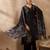 Black solid straight kurta trousers with dupatta set