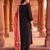 Black embroidered straight kurta trousers with dupatta set