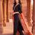 Black embroidered straight kurta trousers with dupatta set