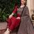 Maroon yoke design straight kurta trousers with dupatta set