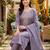 Lavender embroidered straight kurta trousers with dupatta set