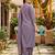 Lavender embroidered straight kurta trousers with dupatta set
