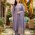 Lavender embroidered straight kurta trousers with dupatta set