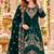 Emerald velvet semi stitched suit with embroidery & sequence work