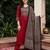 Maroon yoke design straight kurta trousers with dupatta set