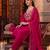 Pink embroidered straight kurta trousers with dupatta set