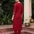 Maroon yoke design straight kurta trousers with dupatta set