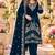 Navy velvet semi stitched suit with embroidery & sequence work