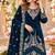 Navy velvet semi stitched suit with embroidery & sequence work