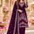 Purple velvet semi stitched suit with embroidery & sequence work
