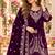 Purple velvet semi stitched suit with embroidery & sequence work