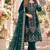 Teal velvet semi stitched suit with embroidery & sequence work