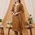 Brown embroidered straight kurta trousers with dupatta set