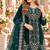 Teal velvet semi stitched suit with embroidery & sequence work