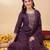Purple embroidered straight kurta trousers with dupatta set