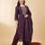 Purple embroidered straight kurta trousers with dupatta set