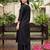 Black embroidered straight kurta trousers with dupatta set