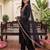 Black embroidered straight kurta trousers with dupatta set