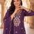 Purple embroidered straight kurta trousers with dupatta set