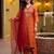 Orange embroidered straight kurta trousers with dupatta set