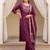 Burgundy embroidered straight kurta trousers with dupatta set